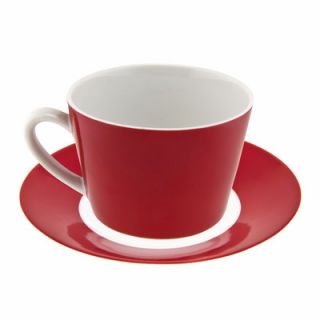 Ten Strawberry Street Soho Red Flared 10 oz. Tea Cup and Saucer