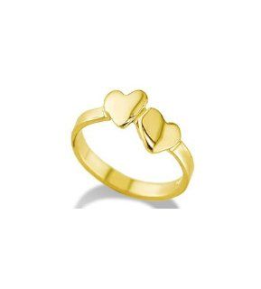 14k Yellow Gold Double Heart Child Kids Fashion Ring Kids Rings For Girls Jewelry