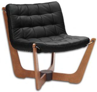 Fjords Phoenix Chair Norwegian Ergonomic Scandinavian Lounge Vanity Side Chair Furniture Teak Wood with Genuine Dark Brown Havana Nordic Line Leather by Hjellegjerde   Adjustable Home Desk Chairs