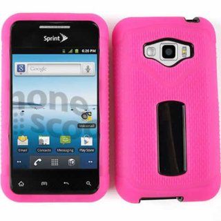 1 PIECE ACCESSORY CASE COVER FOR LG OPTIMUS ELITE / OPTIMUS M+ LS 696 HOT PINK SKIN JELLY 02 WITH BLACK SNAP Cell Phones & Accessories