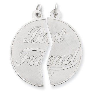Sterling Silver 2 Piece Best Friend Disc Charm Pendants Jewelry