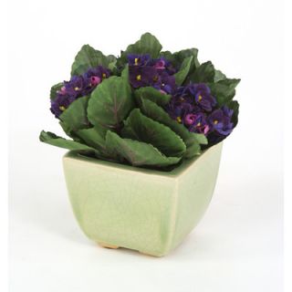 Distinctive Designs Silk Violets in Square Crackle Planter