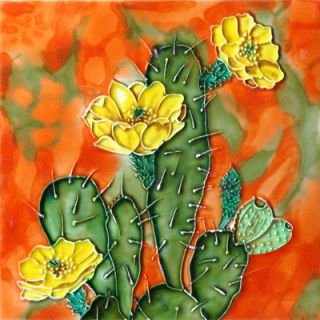 EnVogue 8 x 8 Cactus with Yellow Flowers Art Tile