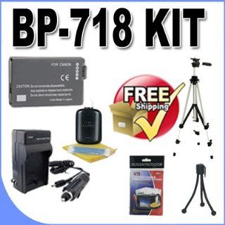 Battery And Charger Kit For Canon VIXIA HFR300, HFR32, HFR30, HFM50, HFM500, HFM52 Digital Camcorders Kit BP 718 + Ac/Dc Rapid Travel Charger + More (Replaces Canon BP 709, BP 718, BP 727)  Camera & Photo