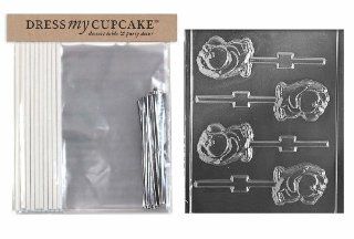Dress My Cupcake DMCKITA143 Chocolate Candy Lollipop Packaging Kit with Mold, Monkey Holding Banana Lollipop Kitchen & Dining