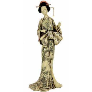 Oriental Furniture 14 Geisha Figurine with Large Bow Kimono