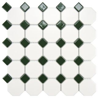 EliteTile Retro 11 5/8 x 11 5/8 Glazed Porcelain Mosaic with Green