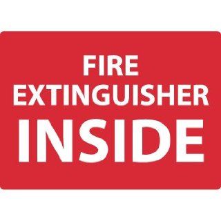 NMC M720PB Fire Sign, Legend "FIRE EXTINGUISHER INSIDE", 14" Length x 10" Height, Pressure Sensitive Vinyl, White on Red (Pack of 2) Industrial Warning Signs