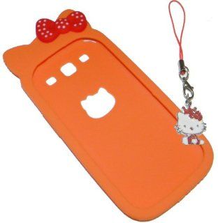 SAMSUNG GALAXY S3 i9300 ORANGE HELLO KITTY POLKA DOT BOW SILICONE CASE + HELLO KITTY DUST PROTECTOR PLUG IN CHARM *** COMBO DEALS *** BY SNDPLACE Cell Phones & Accessories