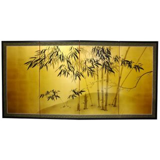 Gold Leaf Bamboo Silk Screen with Bracket