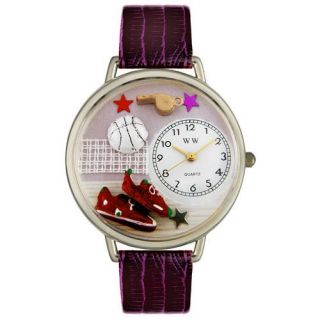 Whimsical Watches Unisex Volleyball Purple Leather and Silvertone