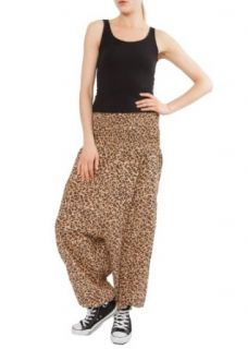 Cotton Harem Genie Pants Jumpsuit Romper, Leopard Print Jumpsuits Apparel