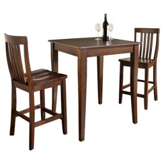 Three Piece Pub Dining Set with Cabriole Leg Table and Barstools in