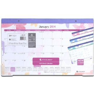 AT A GLANCE 2014 Watercolors Monthly Compact Desk Pad Calendar, 17.75 x 10.88 Inches (SK91 705)  Office Desk Pad Calendars 
