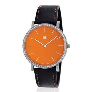 SOB1003/DIA SOB Steel Watch, Orange Dial, Full Diamond Bezel at  Men's Watch store.