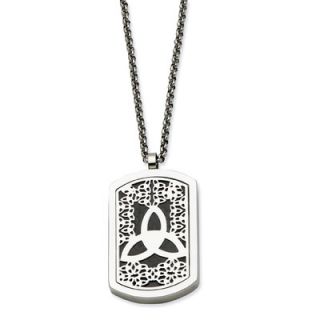 Stainless Steel Trinity Symbol Reversable Dog Tag Necklace   22 Inch