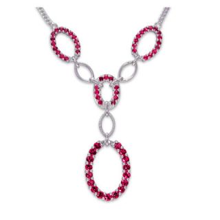 Oravo European Style Round Shape Created Ruby Gemstone Pendant