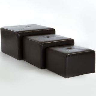 Home Loft Concept Saturn Brown Bonded Leather Nested Ottomans (Set of