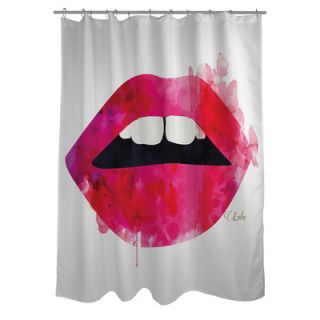 OneBellaCasa Oliver Gal Lolas Lips Polyester Shower Curtain