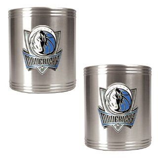 NBA Dallas Mavericks Two Piece Stainless Steel Can Holder Set   Primary Logo  Sports Fan Cold Beverage Koozies  Sports & Outdoors