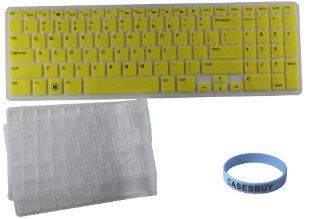 CaseBuy 2 Pack Semi Transparent Ultra Thin Soft Silicone Gel Keyboard Protector Skin Cover for DELL New Inspiron 15R, N5110, M511R, M5110 US Layout Laptop(if your "enter" key looks like "7", our skin can't fit) (Yellow + Clear) Com