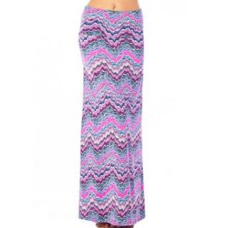 Long, Full Length Zig Zag Maxi Skirt in Shades of Pink and Teal (small)
