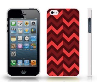 Chevron Zig Zag Brown/ Maroon/ Cream Stripe Snap on Cover Hard Carrying Case for iPhone 4/4S (white) Cell Phones & Accessories