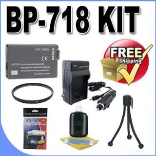 Battery And Charger Kit For Canon VIXIA HFR300, HFR32, HFR30, HFM50, HFM500, HFM52 Digital Camcorders Kit BP 718 + Ac/Dc Rapid Travel Charger + More (Replaces Canon BP 709, BP 718, BP 727)  Camera & Photo