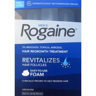 Rogaine for Men Hair Regrowth Treatment, 5% Minoxidil Topical Aerosol, Easy to Use Foam, 2.11 Ounce, 3 Month Supply (Packaging May Vary)  Beauty