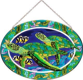 Joan Baker Designs AP728 Hawaiian Sea Turtles Glass Art Panel, 12 3/4 by 9 1/4 Inch   Home Decor Accents