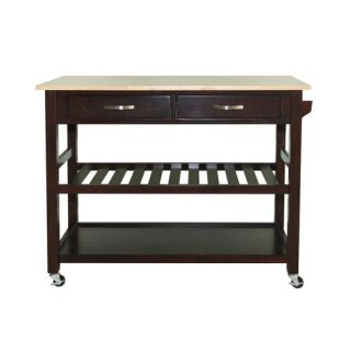 Solid Wood Top Kitchen Island Cart