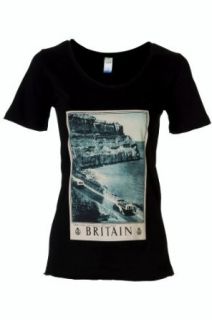 Eron Apparel Women's Vintage Retro Britain Poster Scoop Neck Top T Shirt
