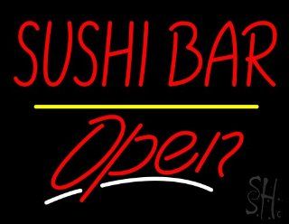 Sushi Bar Script2 Open Yellow Line Outdoor Neon Sign 24" Tall x 31" Wide x 3.5" Deep  Business And Store Signs 