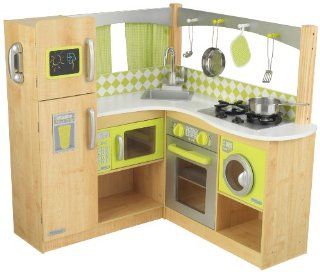 New Limited Edition Kidkraft Wooden Lime Green Corner Kitchen Toys & Games