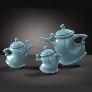 Howard Elliott Baby Teapots in Blue Glaze (Set of 3)