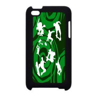 Rikki KnightTM Skateboarding on Green psychedelic Design iPod Touch Black 4th Generation Hard Shell Case Computers & Accessories
