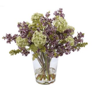 Winward International Large Glass Vase with Purple and Green Lilacs