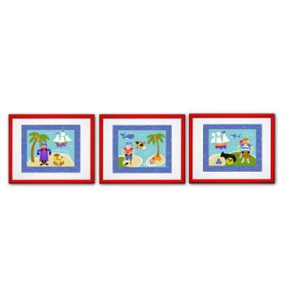 Olive Kids Pirates Print with Red Frame (Set of 3)
