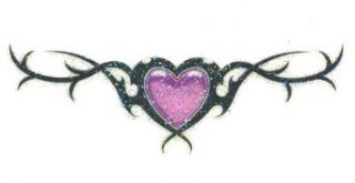 Tribal Purple Heart Glitter Temporary Body Art Tattoos 2.5" x 1.5" Apparel Accessories Clothing