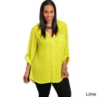 Arise Trading?? Feellib Womens Long Sleeve Button up Top Green Size One Size Fits Most