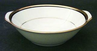 Noritake Elysee Lugged Cereal Bowl, Fine China Dinnerware   Black Band, Gold Ver