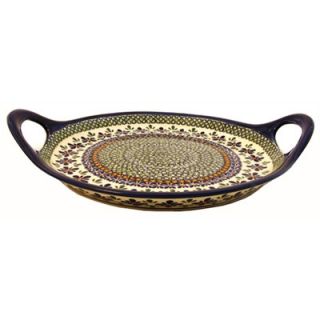 Polish Pottery Round Serving Tray with Handles