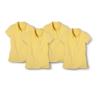 Cherokee Girls School Uniform 4 Pack Short Sleeve Pique Polo   Pongee Tint M
