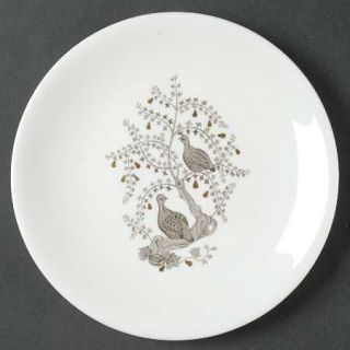 Wedgwood Partridge In A Pear Tree Salad Plate, Fine China Dinnerware   Gray Bird