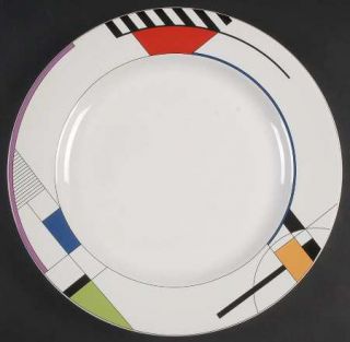 Sango Radius 12 Chop Plate/Round Platter, Fine China Dinnerware   Black,Red,Yel