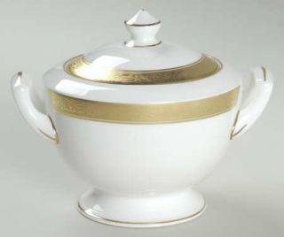 Royal Worcester Davenham Sugar Bowl & Lid, Fine China Dinnerware   Gold Encruste
