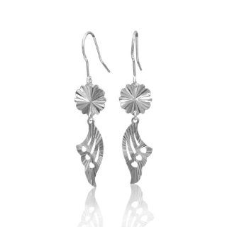 Fancy Womens 925 Sterling Silver Angel Wing Drop Earrings 1.5" Jewelry