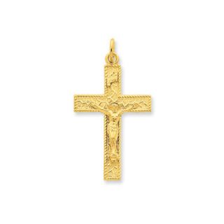 Jewelryweb Sterling Silver and 24k Gold  plated INRI Crucifix Pendant