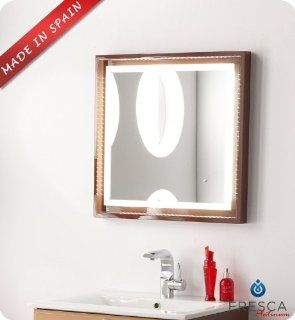 Fresca Platinum Napoli 24" Bathroom Mirror with LED Lighting and Fog Free System   Chocolate Gloss   FPMR7542CL   Wall Mounted Mirrors