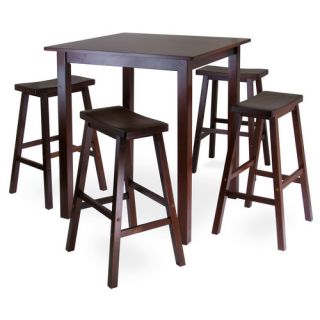 Parkland 5 Piece High Pub Table with 4 Saddle Seat Stools